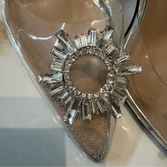 Wet Kiss Women’s Clear Crystal Rhinestones Slingback Pump Heels Size 9.5 - Picture 2 of 13